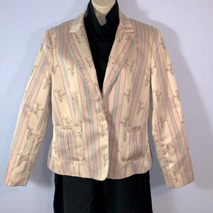 Hunt club size 12 pink gray blue light pink stripe wallpaper floral blazer